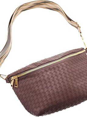 Modern Chic Woven Crossbody Bag for Women, Vegan Leather Sling Handbag